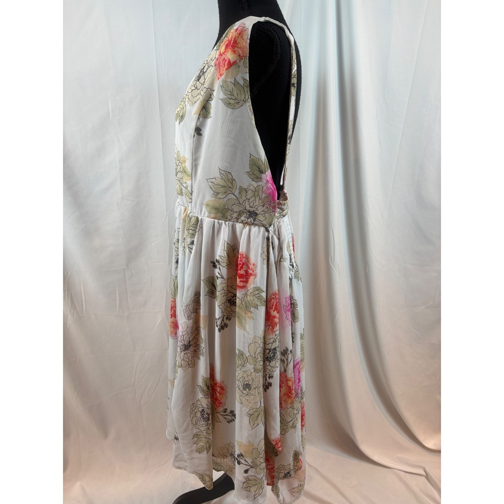 Chic Boho Floral Print Maxi Dress V Neck‎ Sleeveless Smocked Waist Tie Back - Picture 5 of 10